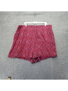 Torrid Shorts Womens 3X Red Multicolor Pattern Lined Rayon Blend Elastic Waist